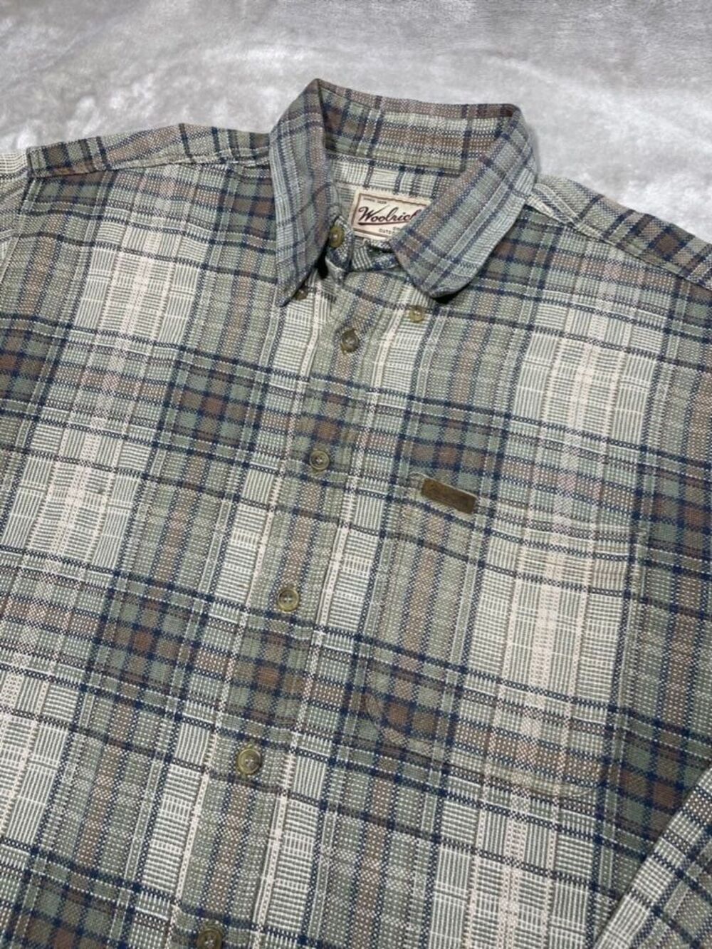 Woolrich Button Down Shirt Men Large Plaid Cotton Flannel Vintage Long Sleeve